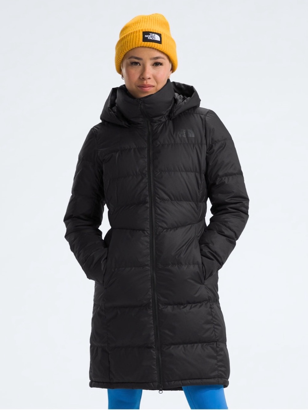 The North Face Women's Black Long Puffer Coat with Hood